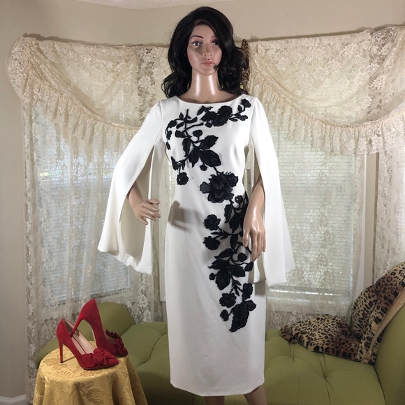 Theia Dresses & Skirts - ON SALE! Theia Couture Ivory Appliqué dress NWT